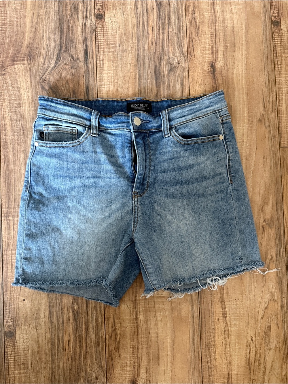 Judy Blue Light Wash Frayed Hem Denim Shorts
